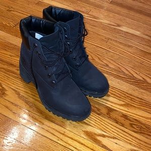 Women’s black timberland heeled boots